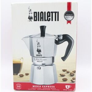 Bialetti Moka Express 6-Cup Espresso Coffee Maker Made In Italy Stainless Steel